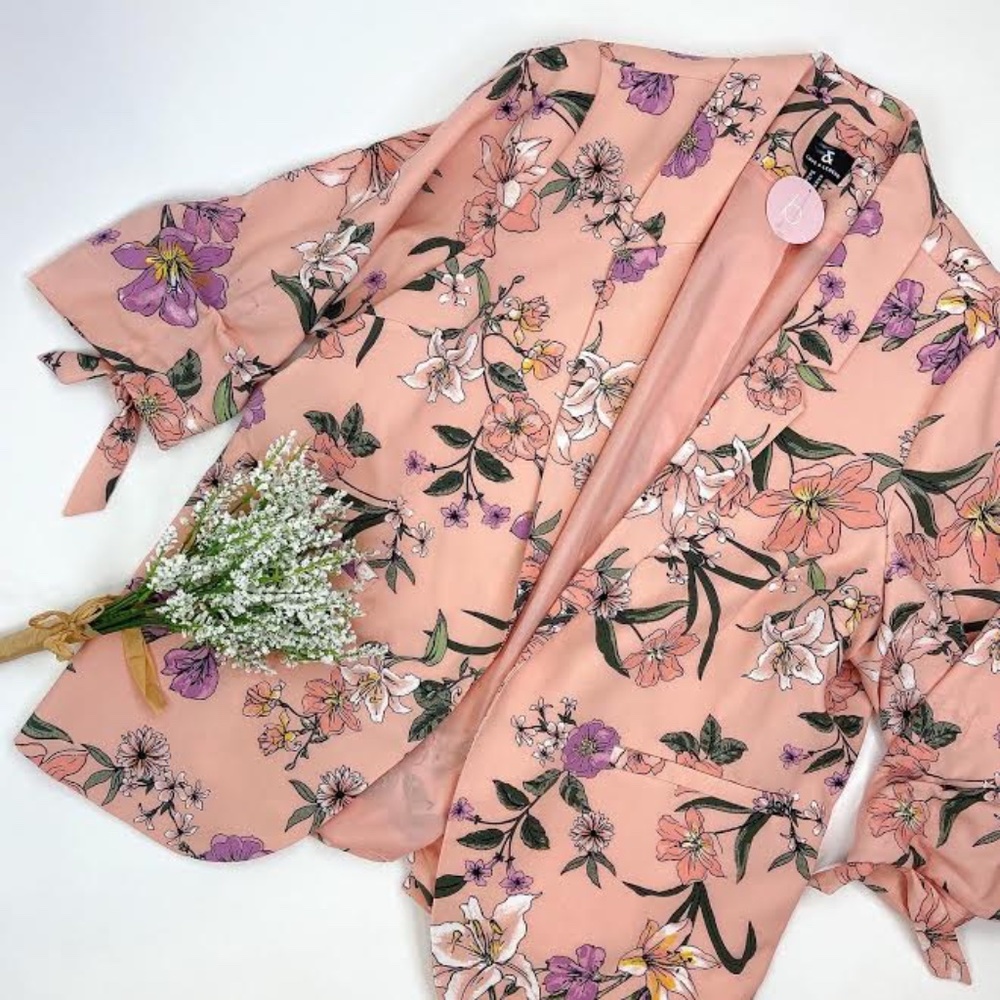 plus size floral blazer coral love & legend